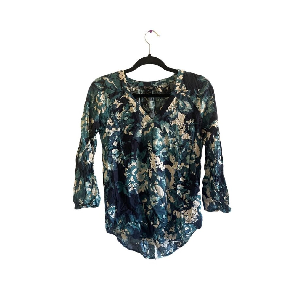 Lucky Brand Blouse Women's Size XS Long Sleeve Floral V Neck‎